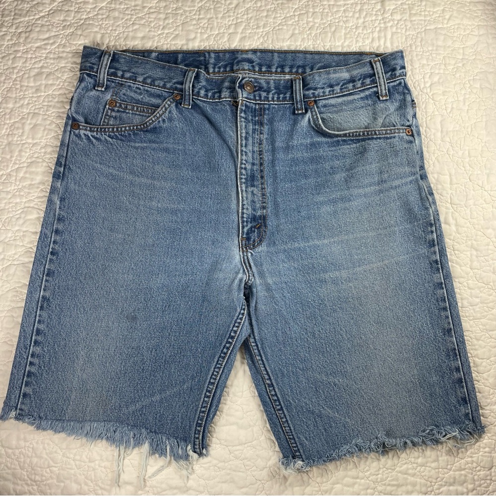 🔥Vintage Levi’s 505 Orange Tab Mid Wash High Rise Cut Off Jeans Shorts Men’s 38